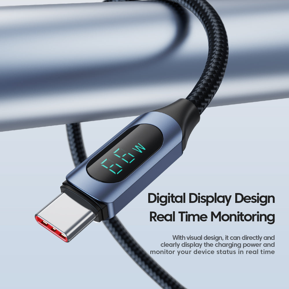 TOOCKI TQ-X03A2 6A Digital Display USB-C Data Cable, 2-Meter Braided Charging Cord TOOCKI TQ-X03A2 6A Digital Display USB-C Data Cable, 2-Meter Braided Charging Cord